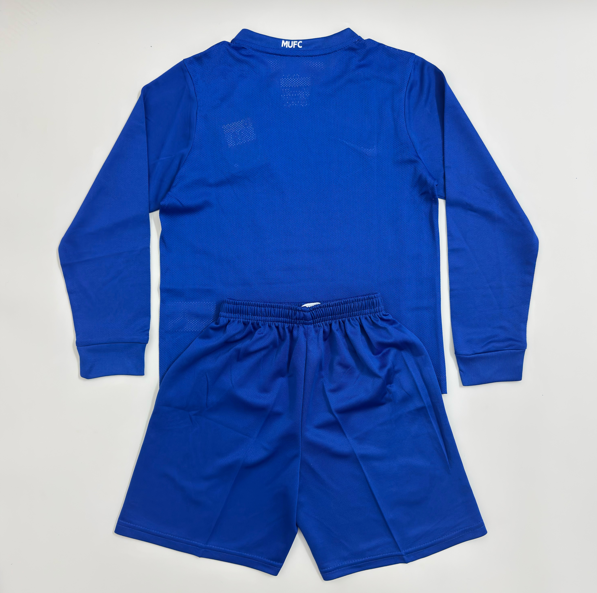 Kit infantil Manchester United RetrƓ AWAY Manga Longa 2008 - Azul