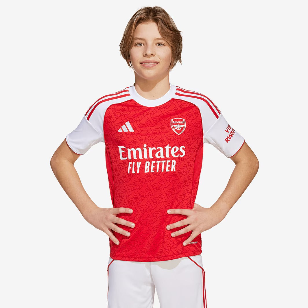 Kit Infantil Arsenal Home 25/26 - Vermelho e Branco