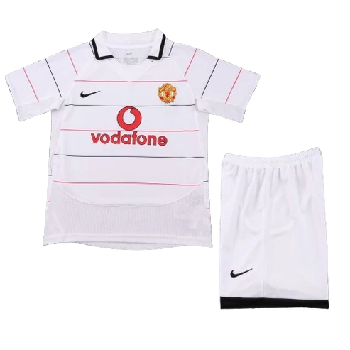 Kit infantil Manchester United Retrô Away 2003 - Branca