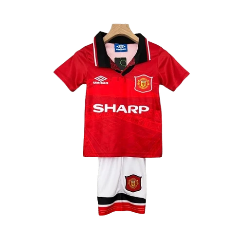 Kit infantil Manchester United Retrô Home 1994 - Vermelho