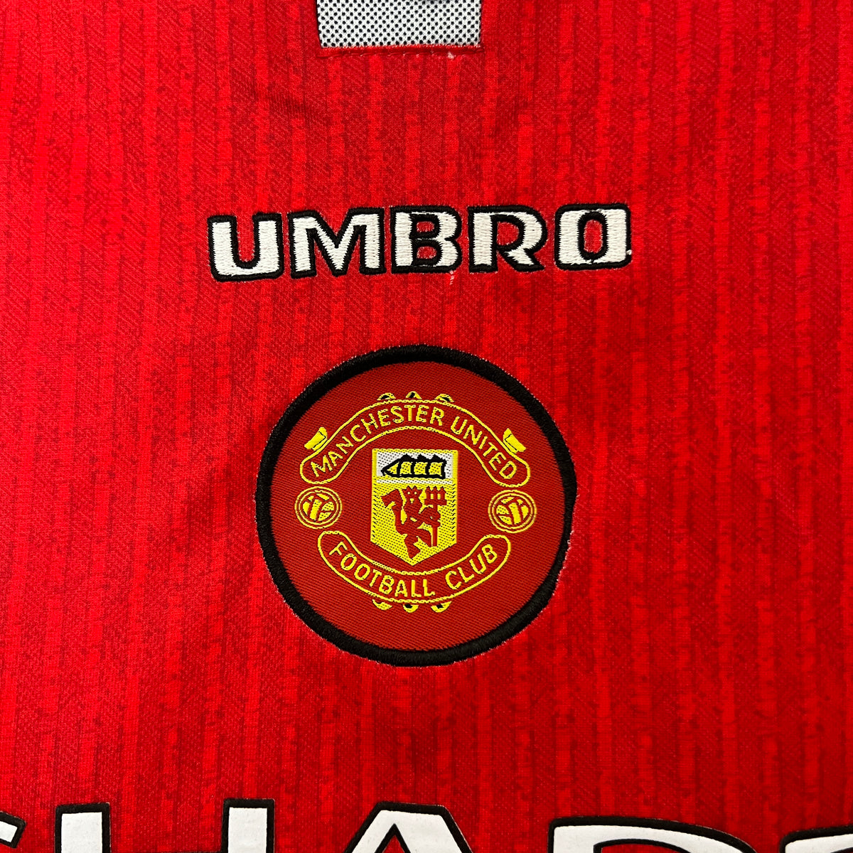 Kit infantil Manchester United Retrô Home 1996 - Vermelho