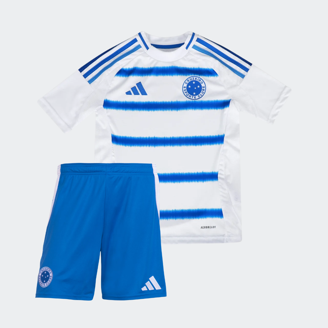 Kit Infantil Cruzeiro Away 25/26 - Branco e Azul