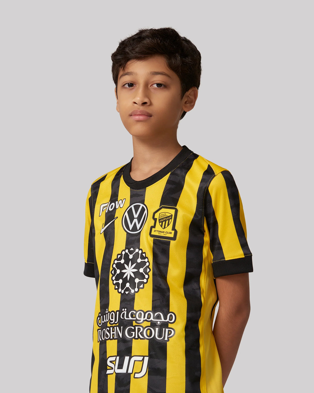 Kit Infantil Al ITTIHAD Home 25/26 - Preto e Amarelo