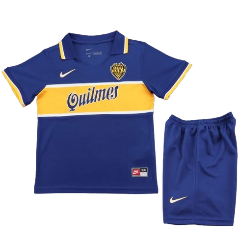 Kit Infantil Boca Jrs Home Retro 96/97 - Azul e Amarelo