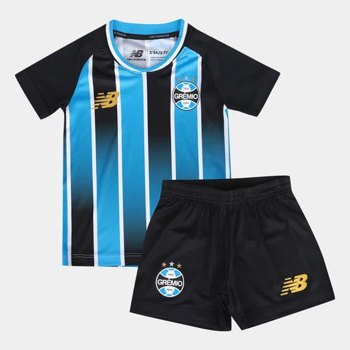 Kit Infantil Grêmio Home 26/27 - Azul, Preto e Branco