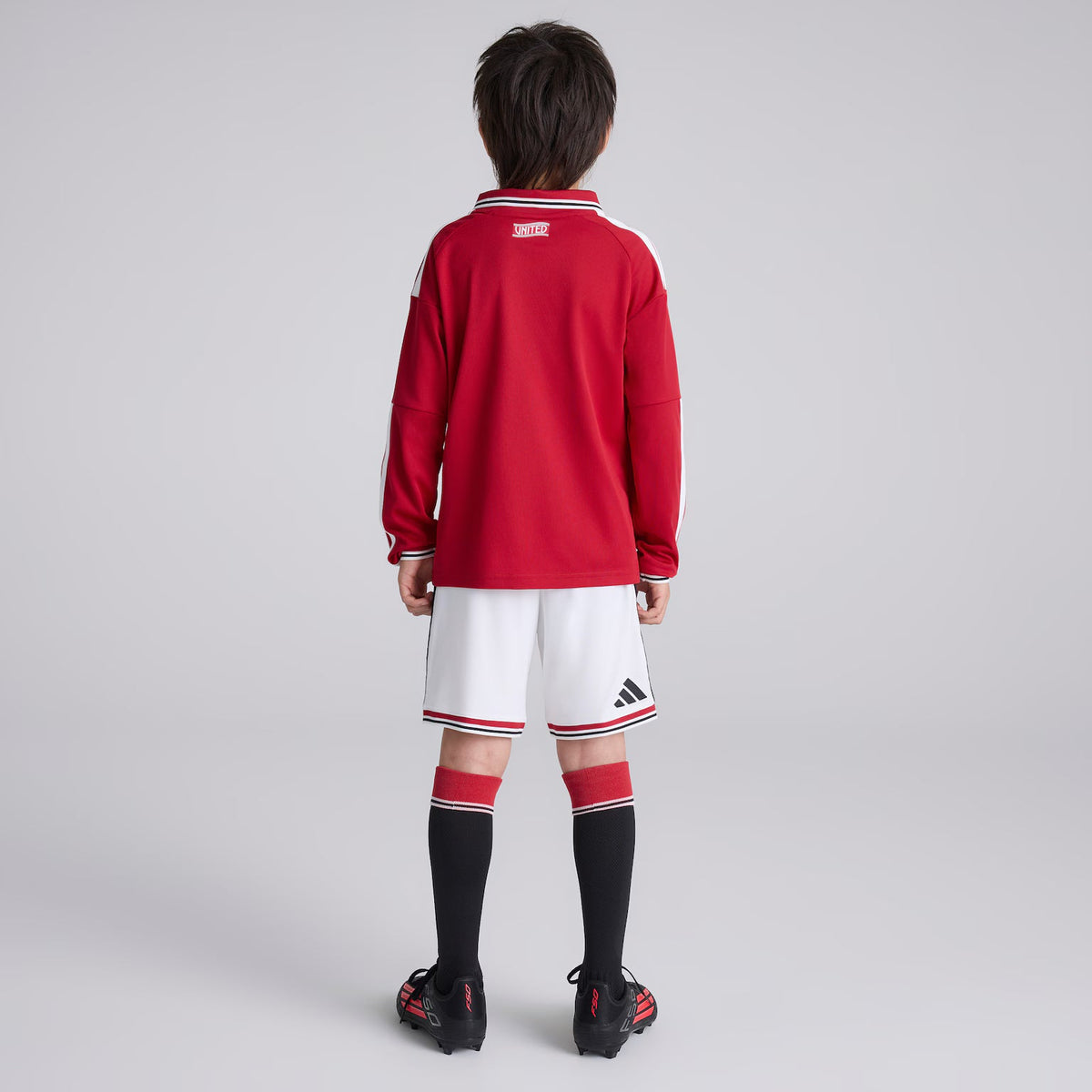 Kit infantil Manchester United Home 26/27 Manga Longa  - Vermelho
