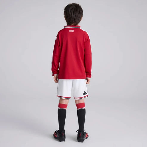 Kit infantil Manchester United Home Manga Longa 26/27 - Vermelho