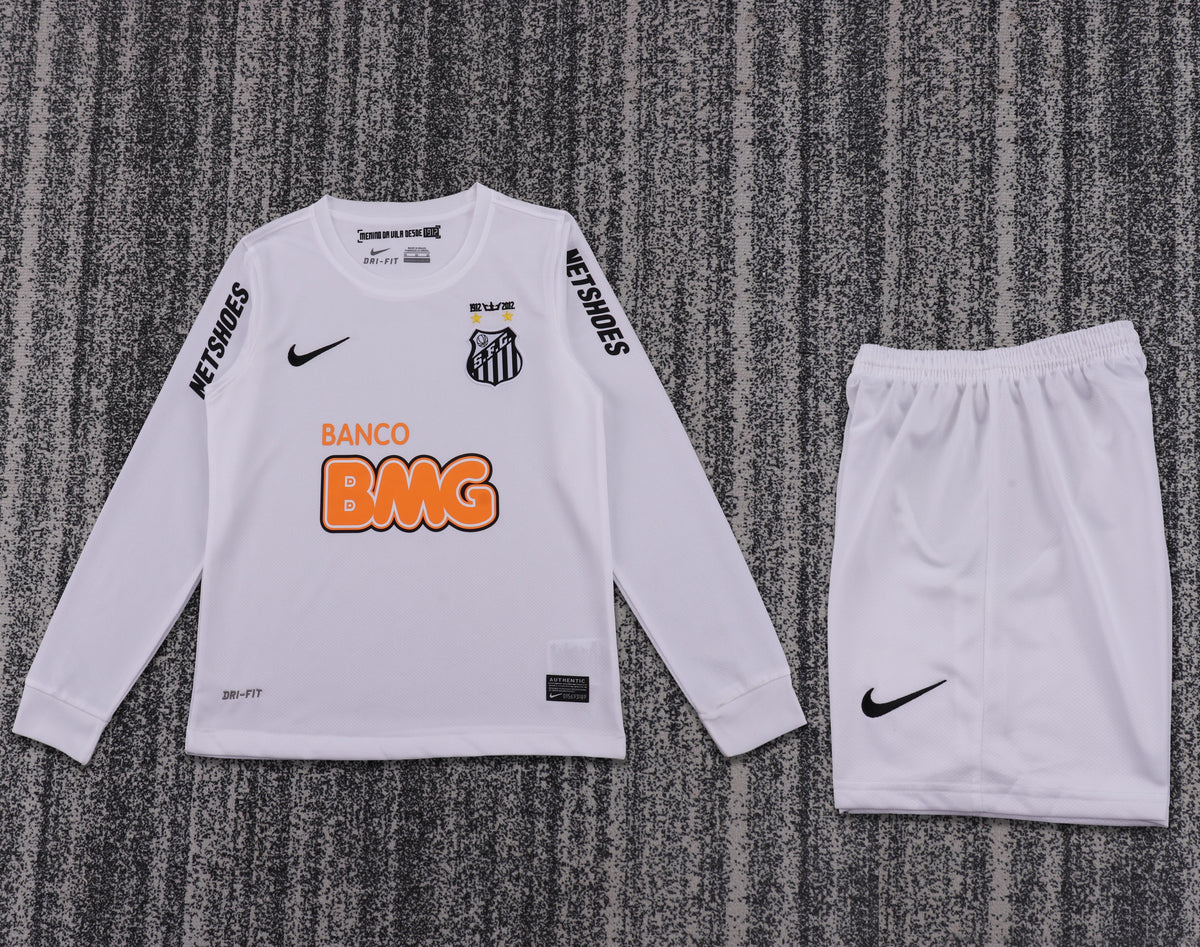 Kit Infantil Santos Home Retro 11/12 Manga Longa - Branco