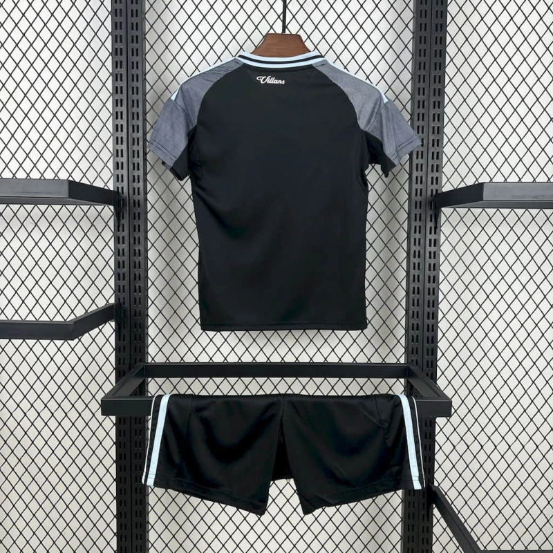 Kit Infantil Aston Villa Away 25/26 - Preto