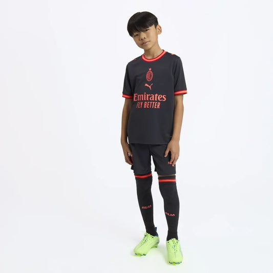 Kit Infantil Milan Third 26/27  - Preto e Vermelho