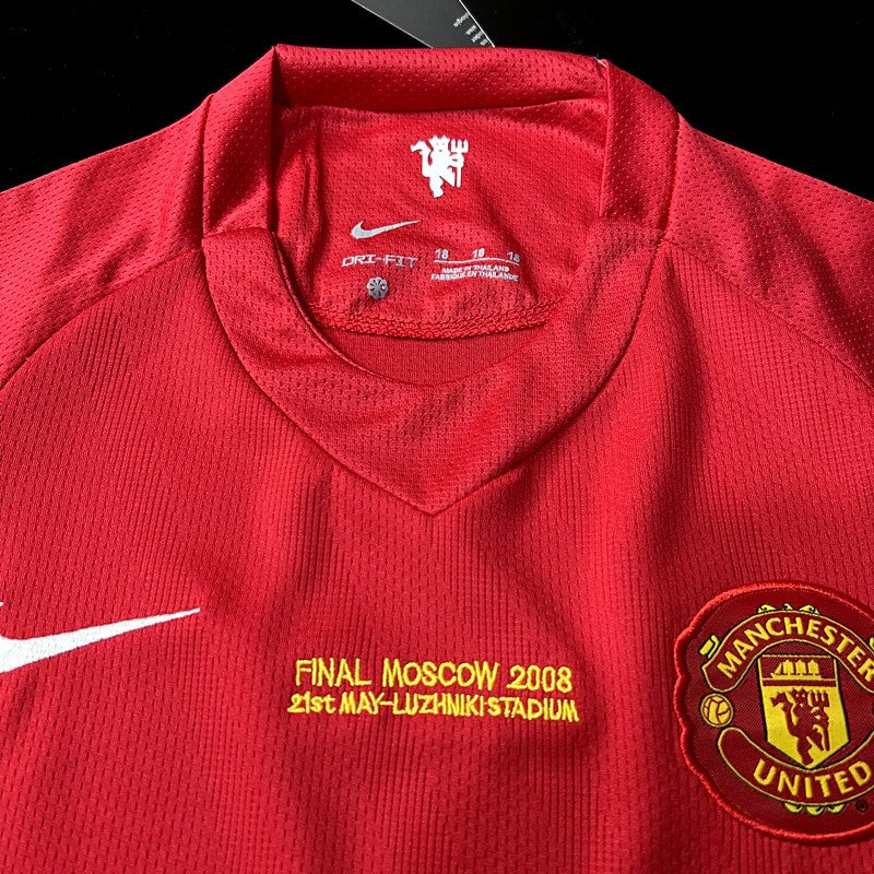 Kit infantil Manchester United Retrô Home 2008  - Vermelho