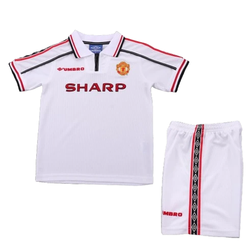 Kit infantil Manchester United Retrô Away 98/99  - Branco