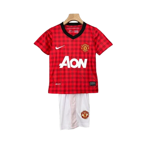 Kit infantil Manchester United Retrô Home 2012  - Vermelho