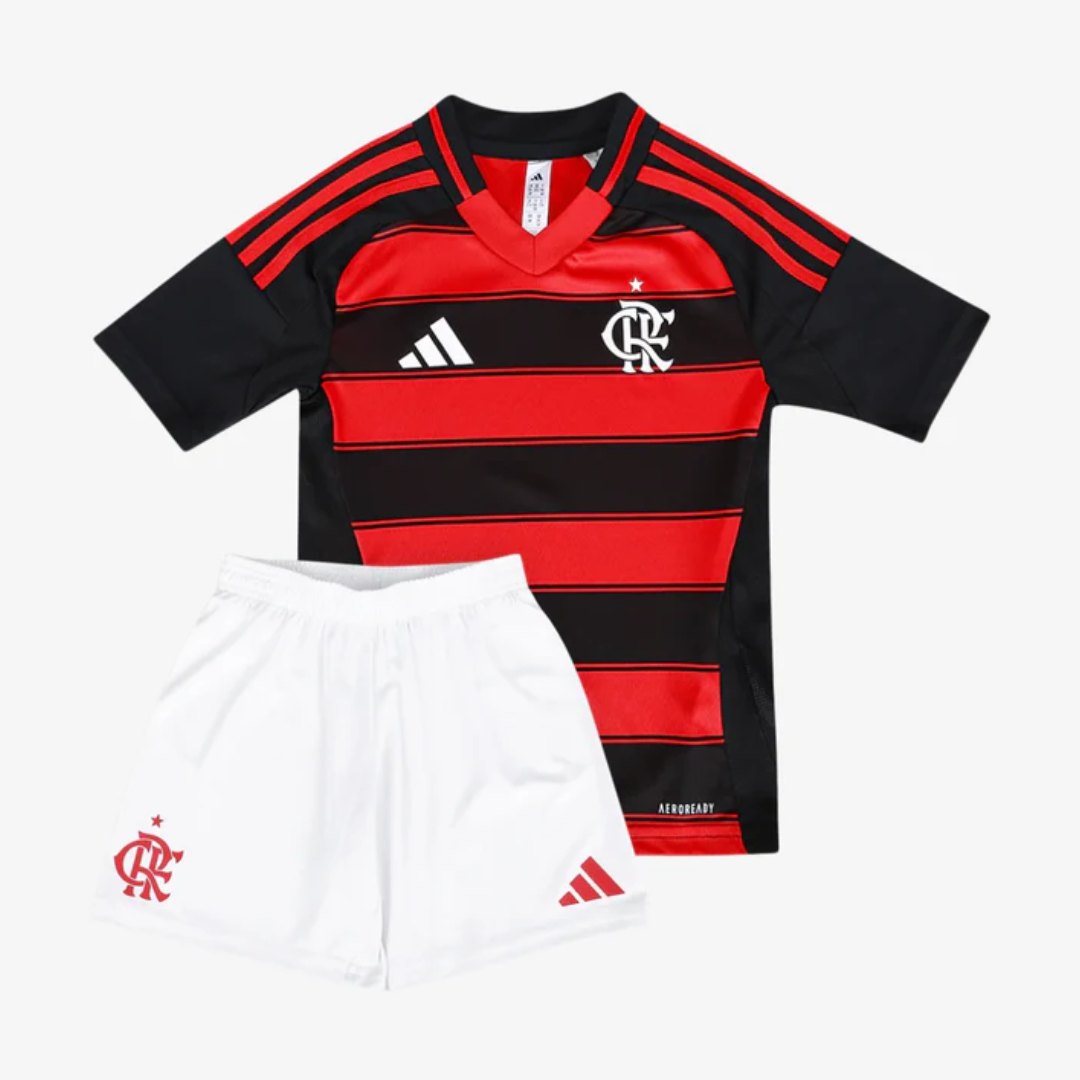 Kit Infantil Flamengo Home 25/26 -Vermelho e Preto