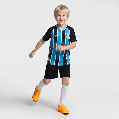 Kit Infantil Grêmio Home 26/27 - Azul, Preto e Branco