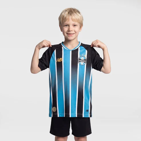 Kit Infantil Grêmio Home 26/27 - Azul, Preto e Branco
