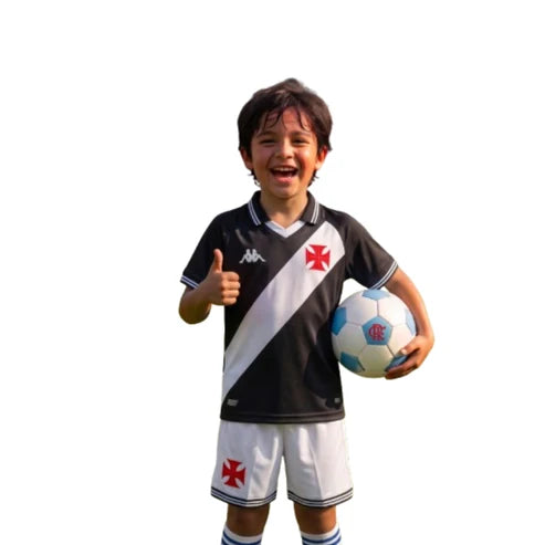 Kit Infantil Vasco Home 25/26 - Preto e Branco