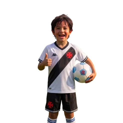 Kit Infantil Vasco Away 25/26 - Branco e Preto
