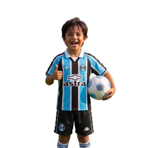 Kit Infantil Grêmio Home Retrô 2000 -Tricolor