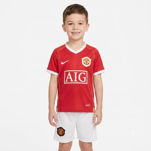 Kit infantil Manchester United Retrô Home 2006 - Vermelho