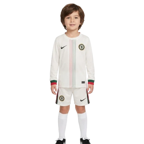 Kit infantil Chelsea Away 25/26 Manga Longa . - Branco
