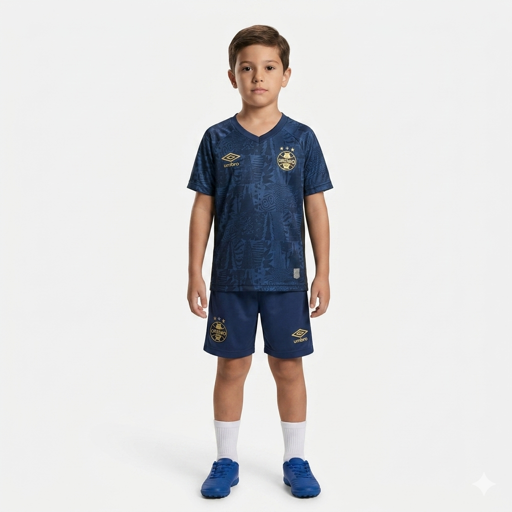 Kit Infantil Grêmio Third 25/26 - Azul Escuro