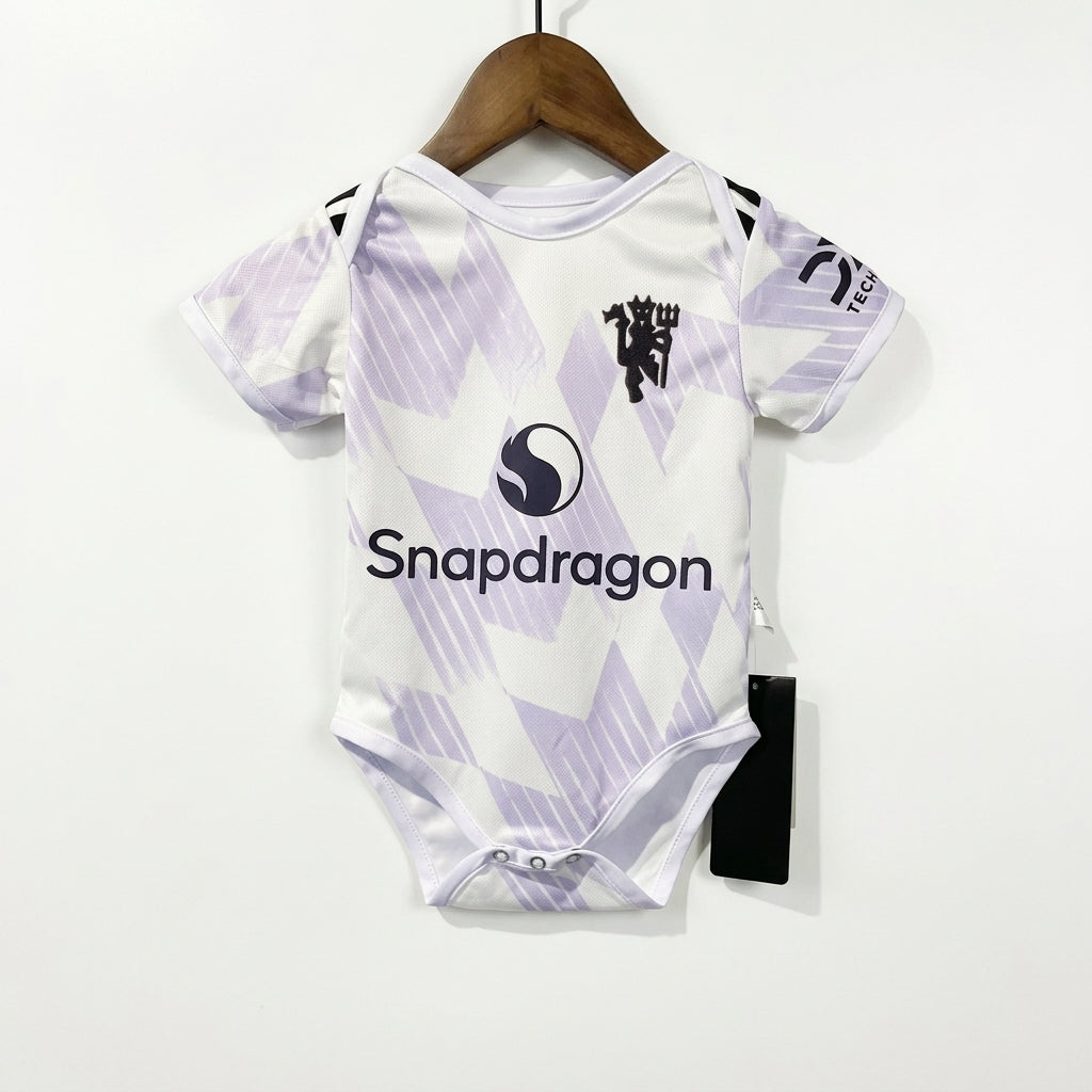 Body Bebê Infantil Manchester United Away 25/26  - Branco