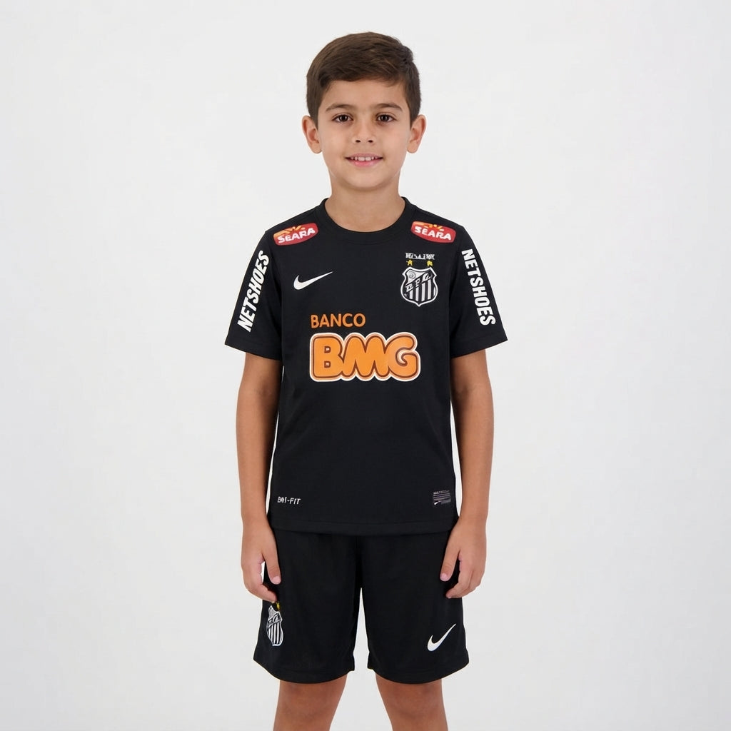 Kit Infantil Santos Away Retrô 2013 - Preto