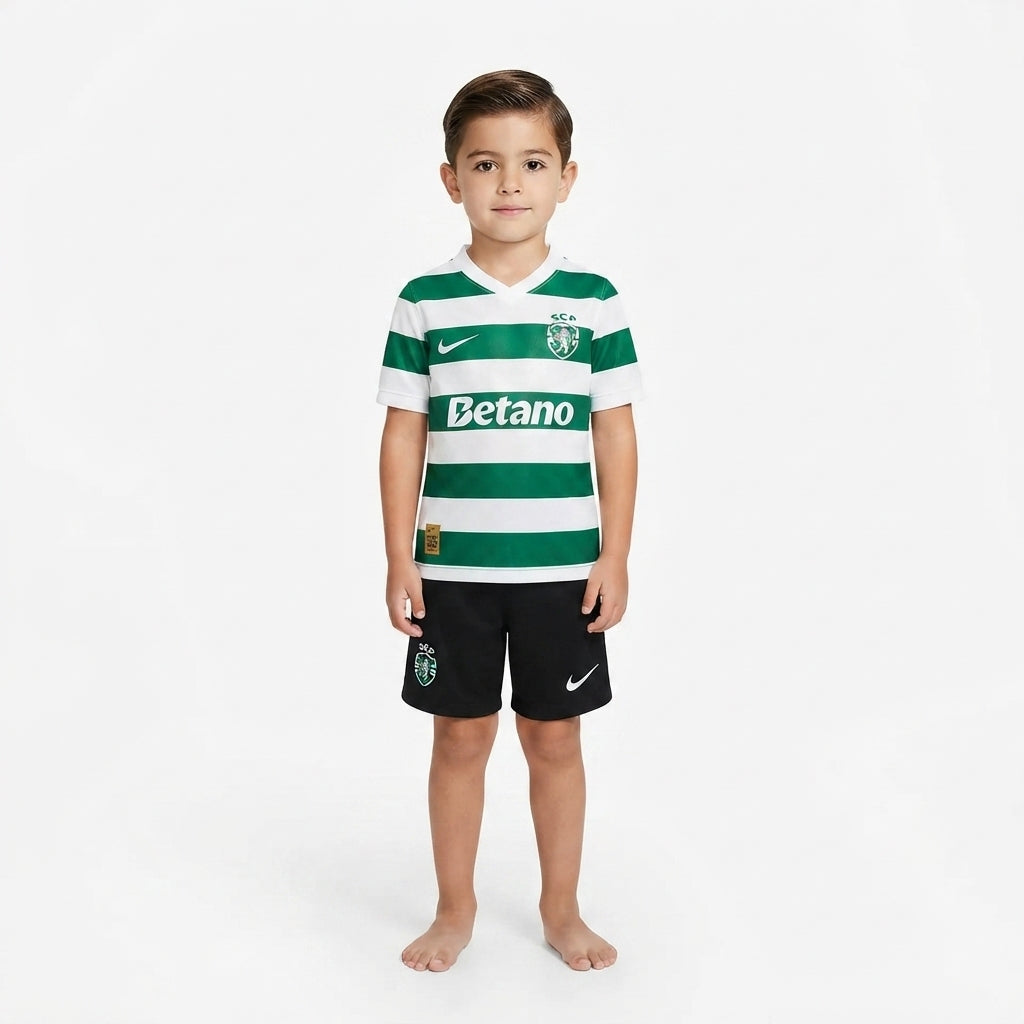 Kit Infantil Sporting Home 26/27 - Verde e Branca