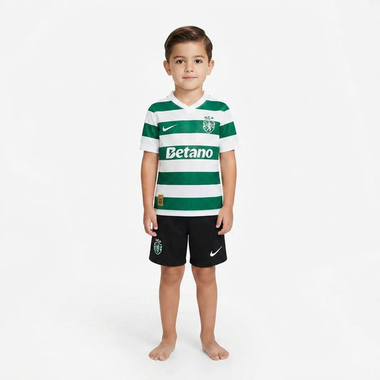 Kit Infantil Sporting Home 26/27 - Verde e Branca