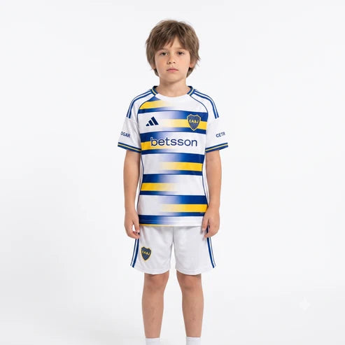 Kit Infantil Boca JRS Third 26/27  - Branca e Azul