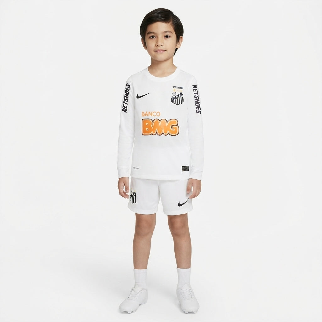 Kit Infantil Santos Home Retro 11/12 Manga Longa - Branco