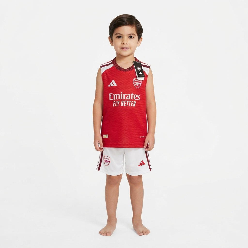Kit Infantil Regata Arsenal Home 26/27 - Vermelho e Branca