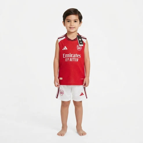 Kit Infantil Regata Arsenal Home 26/27 - Vermelho e Branco