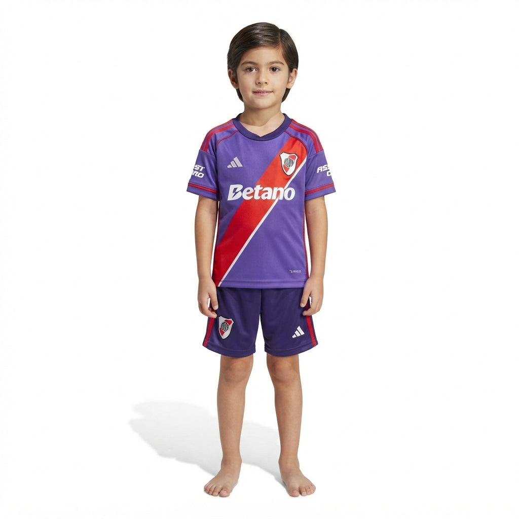 Kit Infantil River Plate Third 26/27  - Roxa e Vermelha