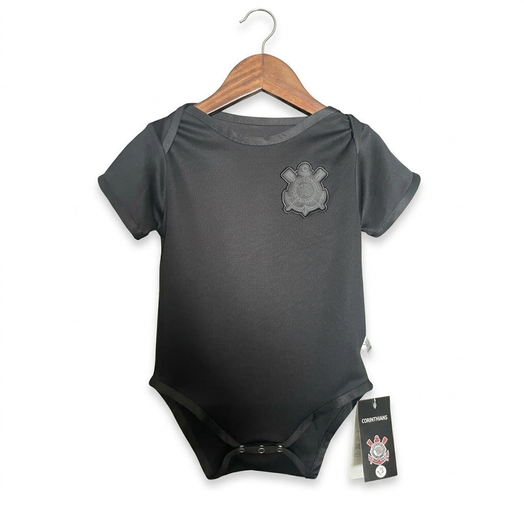 Body Bebê Infantil Corinthians Awa 24/25  - Preto