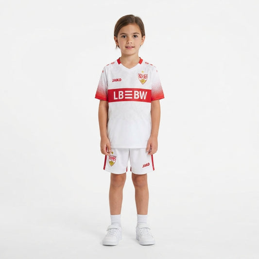 Kit Infantil Stuttgart Home 26/27 -  Branco e Vermelho