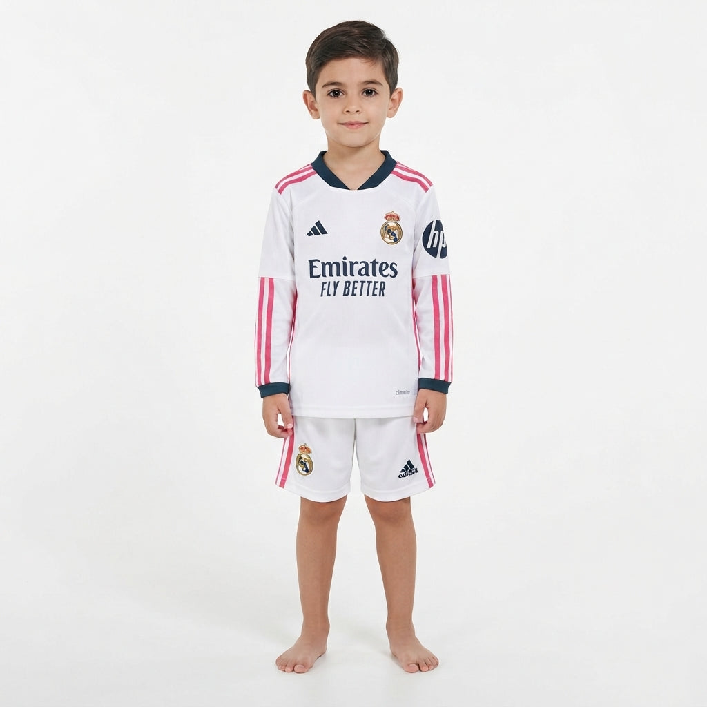 Kit Infantil Real Madrid Home Manga Longa 26/27 - Branca