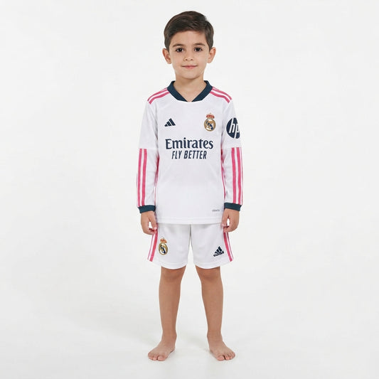 Kit Infantil Real Madrid Home Manga Longa 26/27 - Branca