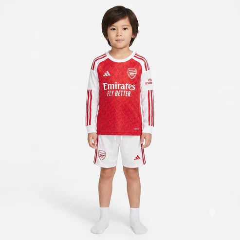 Kit Infantil Arsenal Home Manga Longa 25/26 . - Vermelho e Branco