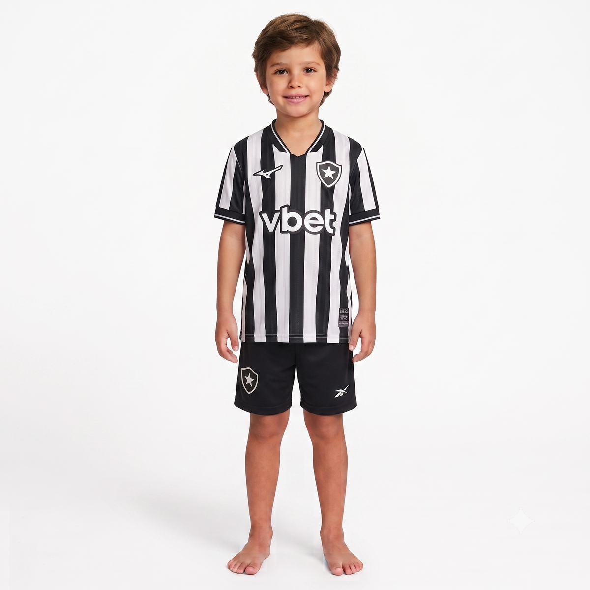 Kit Infantil Botafogo Home 26/27 Mizuno - Preta e Branca