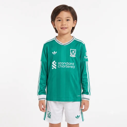 Kit Infantil Liverpool Third Manga Longa 25/26 - Verde