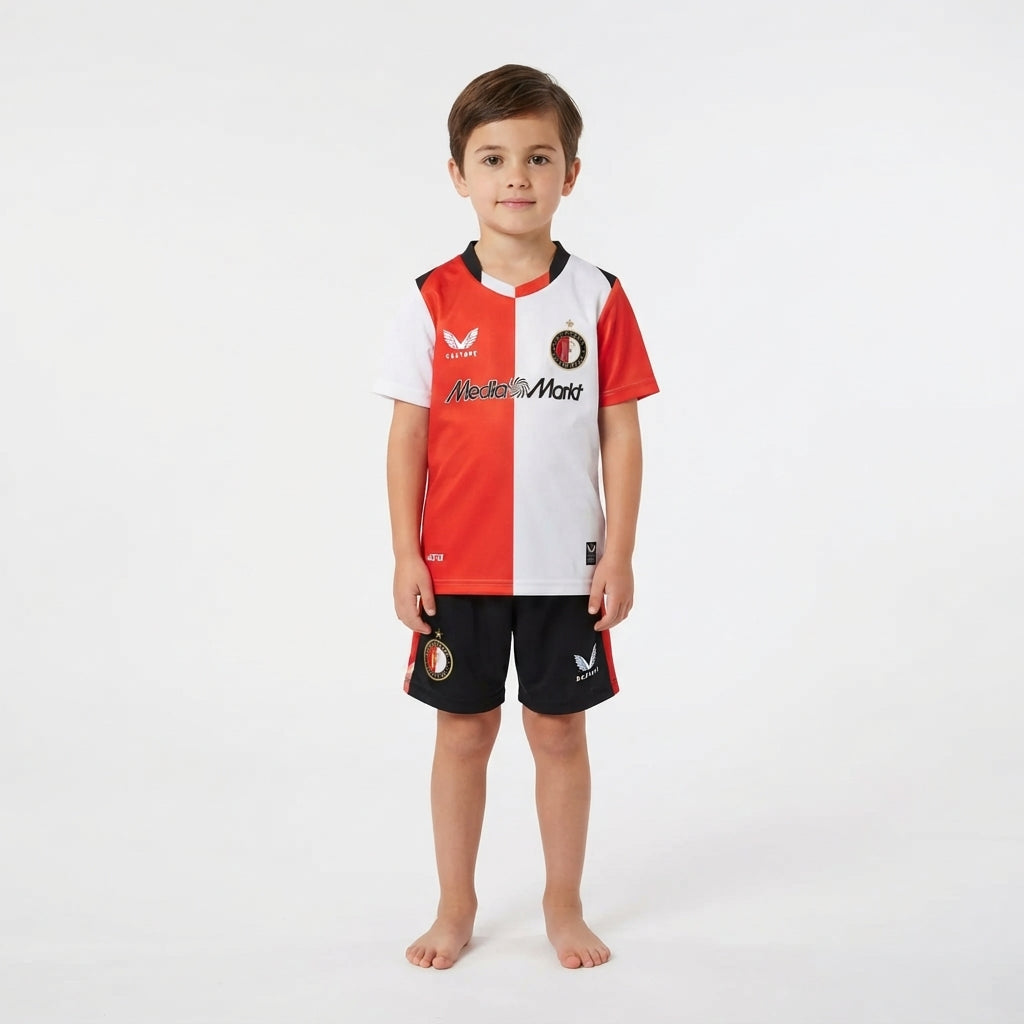 Kit Infantil Feyenoord Home 26/27 - Branca e Vermelho