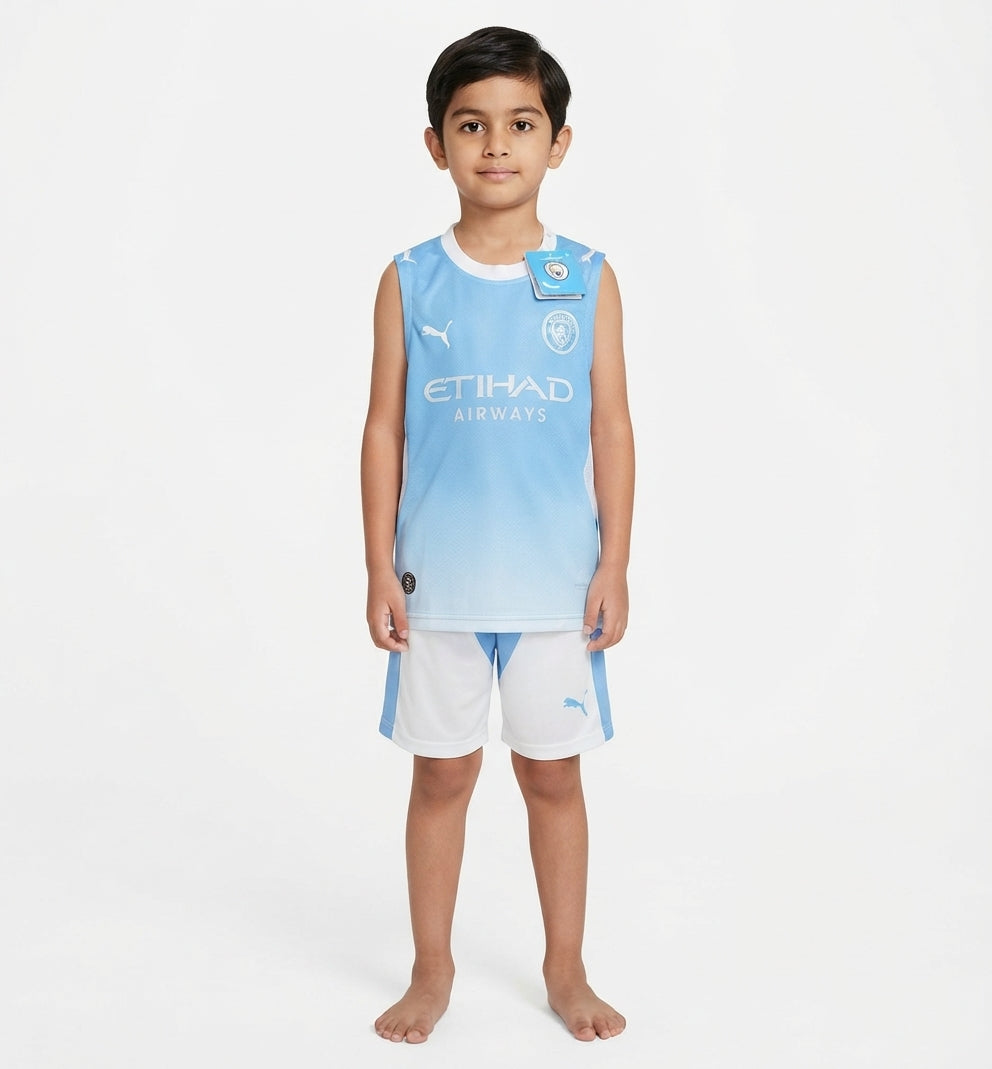 Kit Infantil Regata Manchester City Home 26/27 - Azul Claro