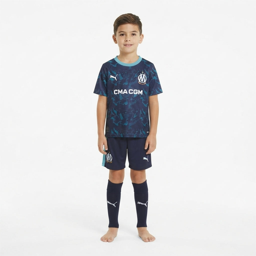 Kit Infantil Olympique De Marseille Away 26/27 - Azul Escuro