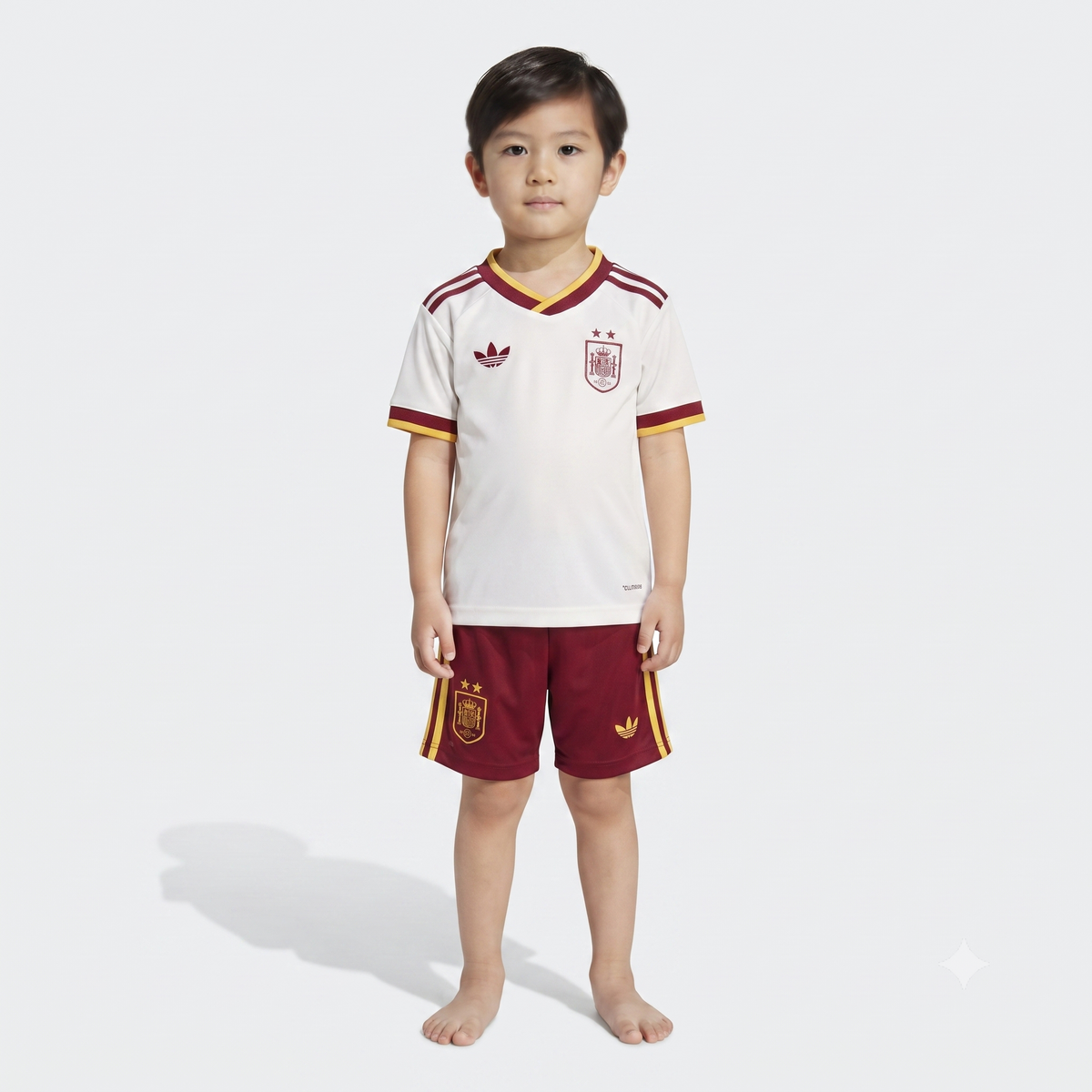 Kit Infantil Espanha Away Duas Estrelas 26/27 - Bege