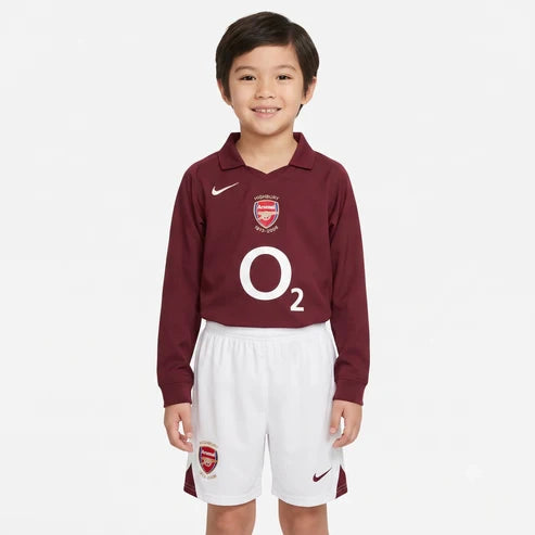 Kit Infantil Arsenal Away Retrô 03/04 - Vermelho Vinho