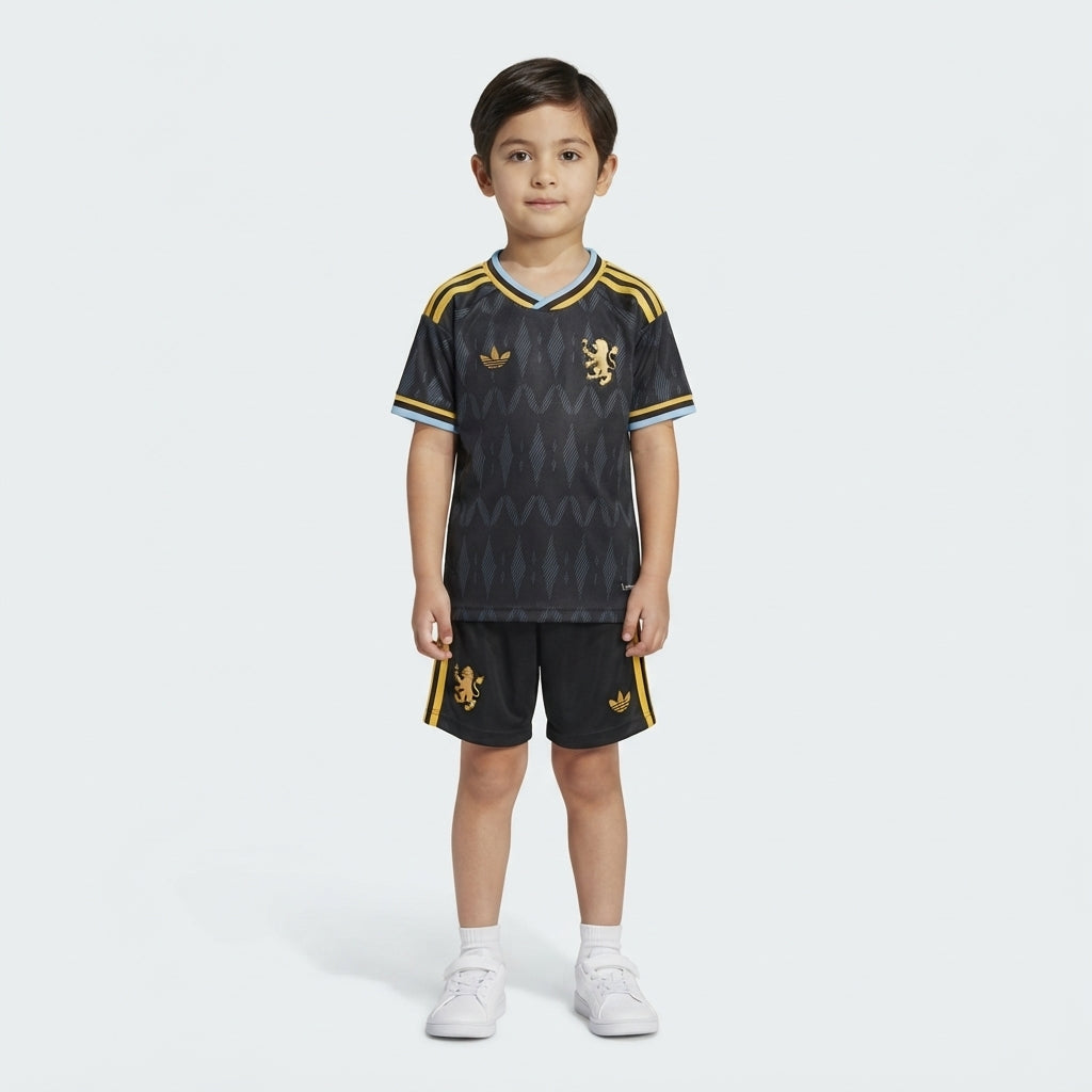 Kit Infantil Aston Villa Away 26/27 - Preta