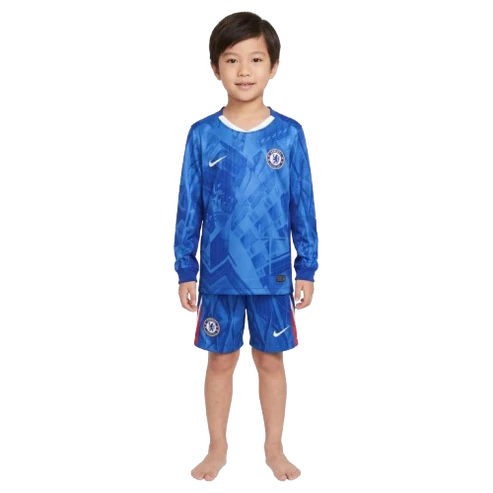 Kit infantil Chelsea Home 25/26 Manga Longa . - Azul