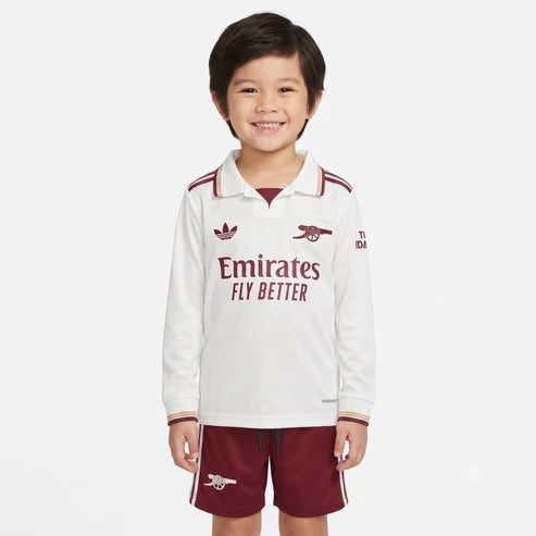 Kit Infantil Arsenal Third Manga Longa 25/26 . - Branco